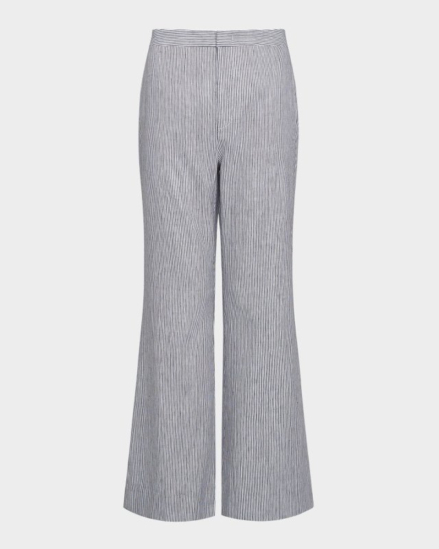 Ticking Stripe Cropped Flare Trousers